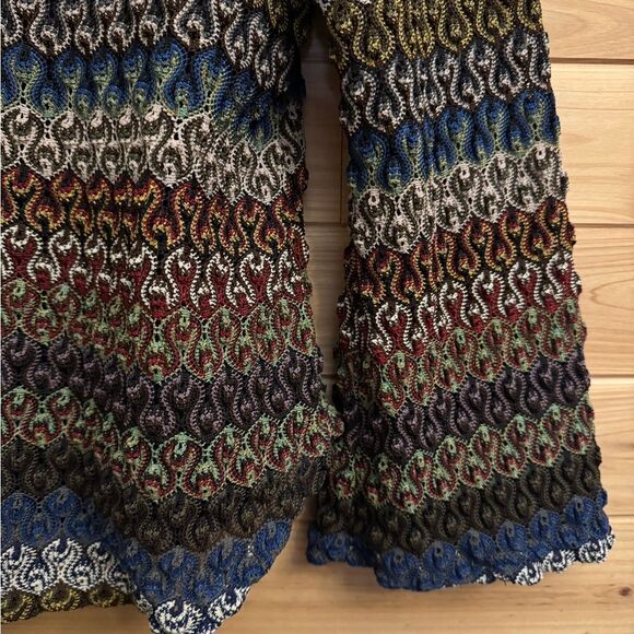 Y2K Venezia Size XLarge Retro Crinkle Textured Swirly V Neck Flare Sleeve Blouse - Picture 3 of 11